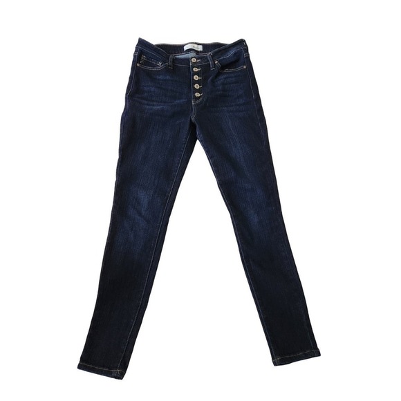 Kan Kan curvy birdie high rise skinny jeans dark wash sz 29 button fly stretch - Picture 1 of 9
